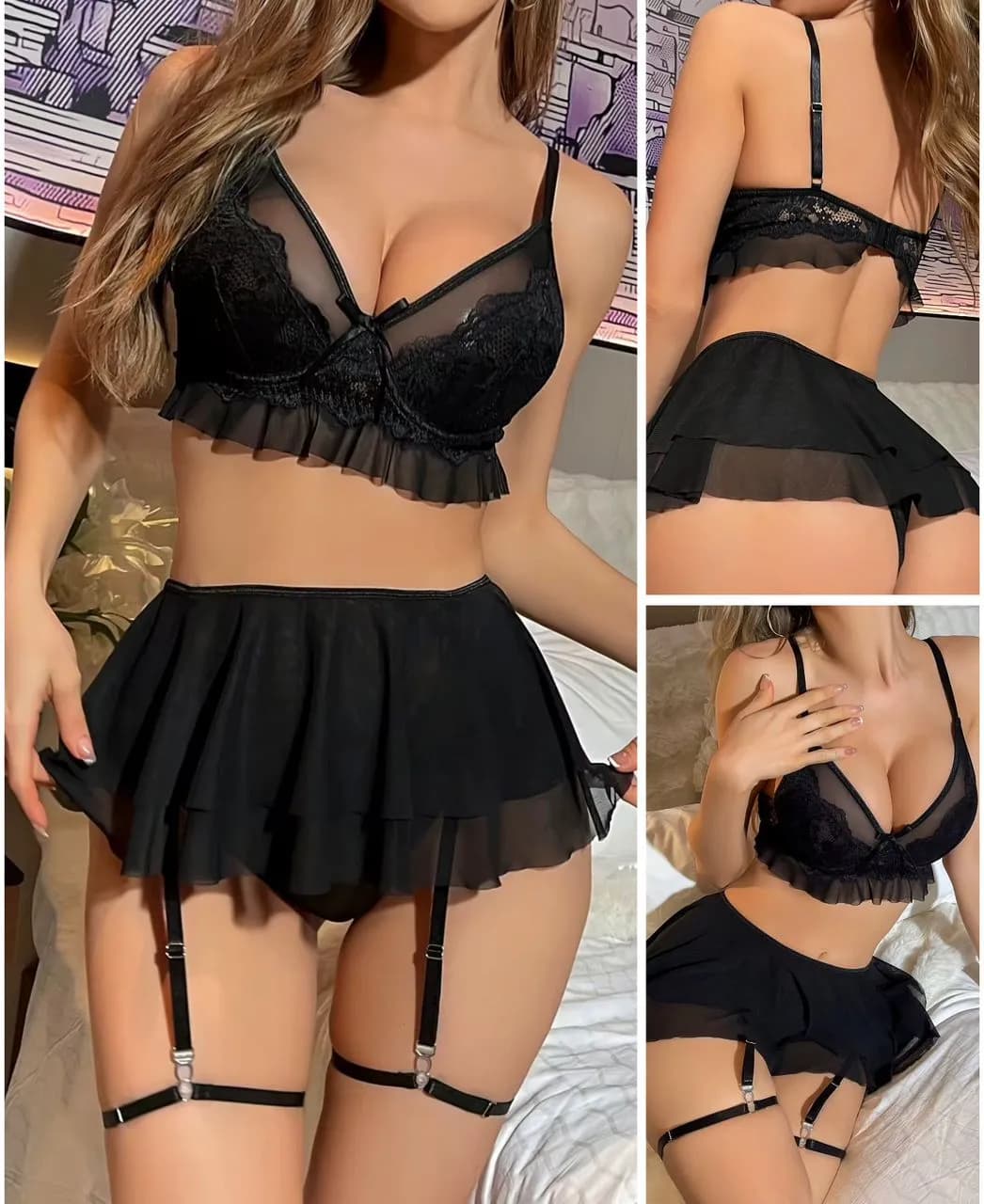 ble Lingerie Noir Élégant – 2 Pièces Confort - Image 1
