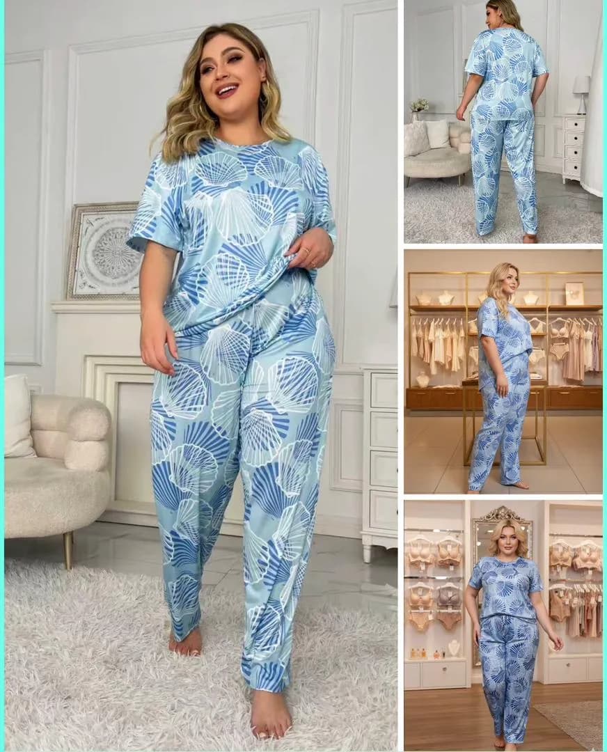 Pyjama Femme 2 Pièces Bleu – Coupe Ample Confort - Image 1