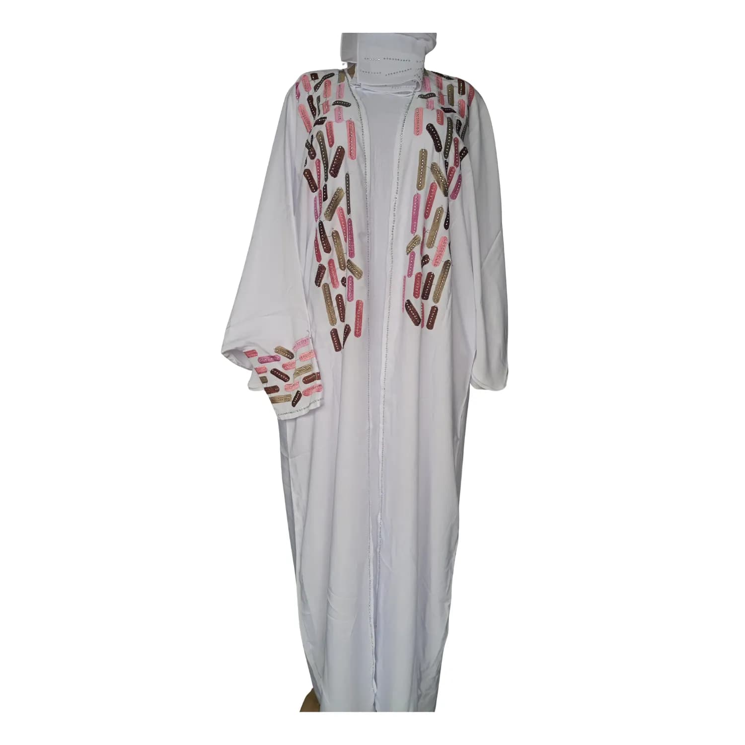 Abaya blanche Éclat floral - Image 1