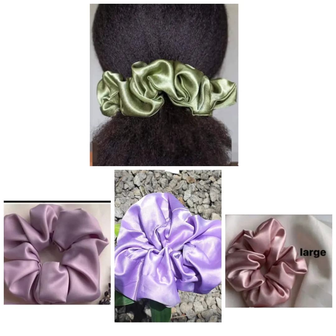 Chouchou simple grand taille en soie - Image 1