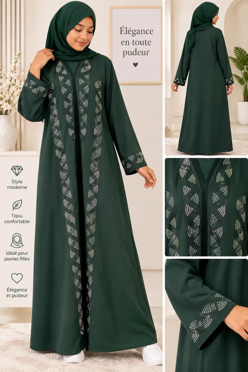 Le produit Robe Abaya Vert Émeraude – Élégance & Pudeur