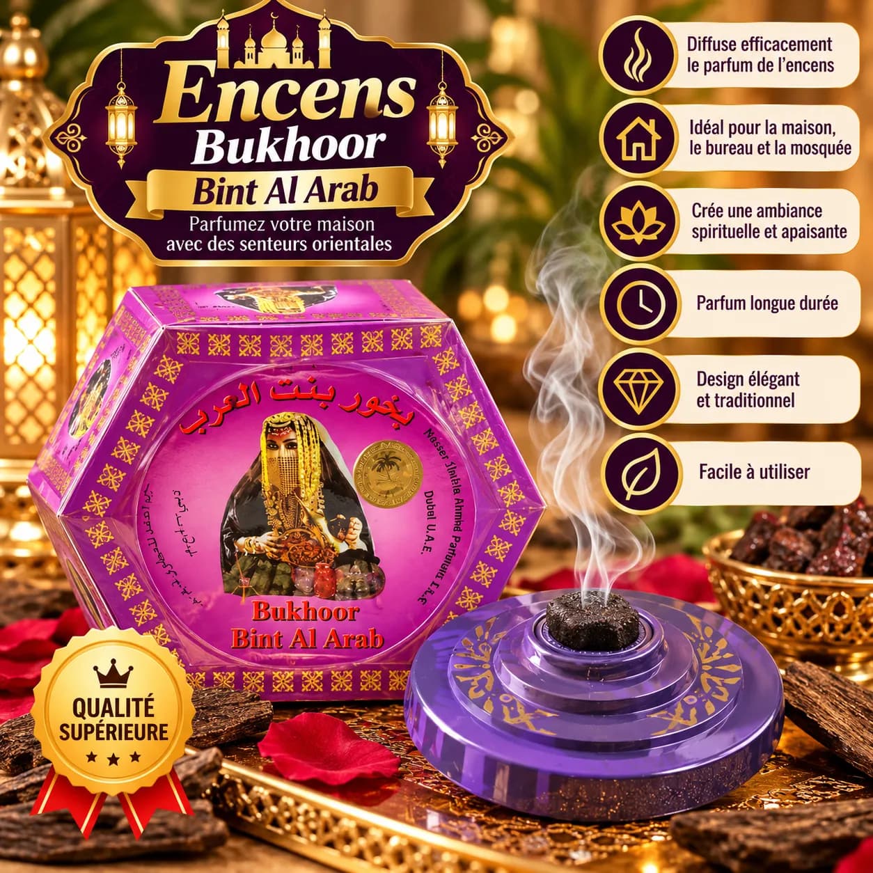 Le produit Encens Bukhoor Bint Al Arab – Encens Oriental Premium