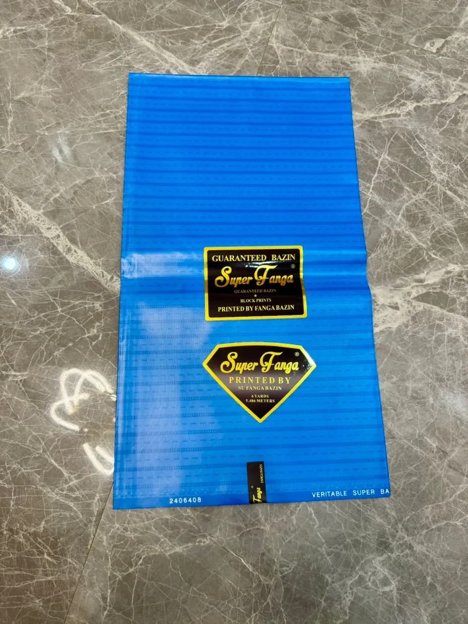 Bazin Super Fanga - tissu qualité supérieur bleu - Image 1
