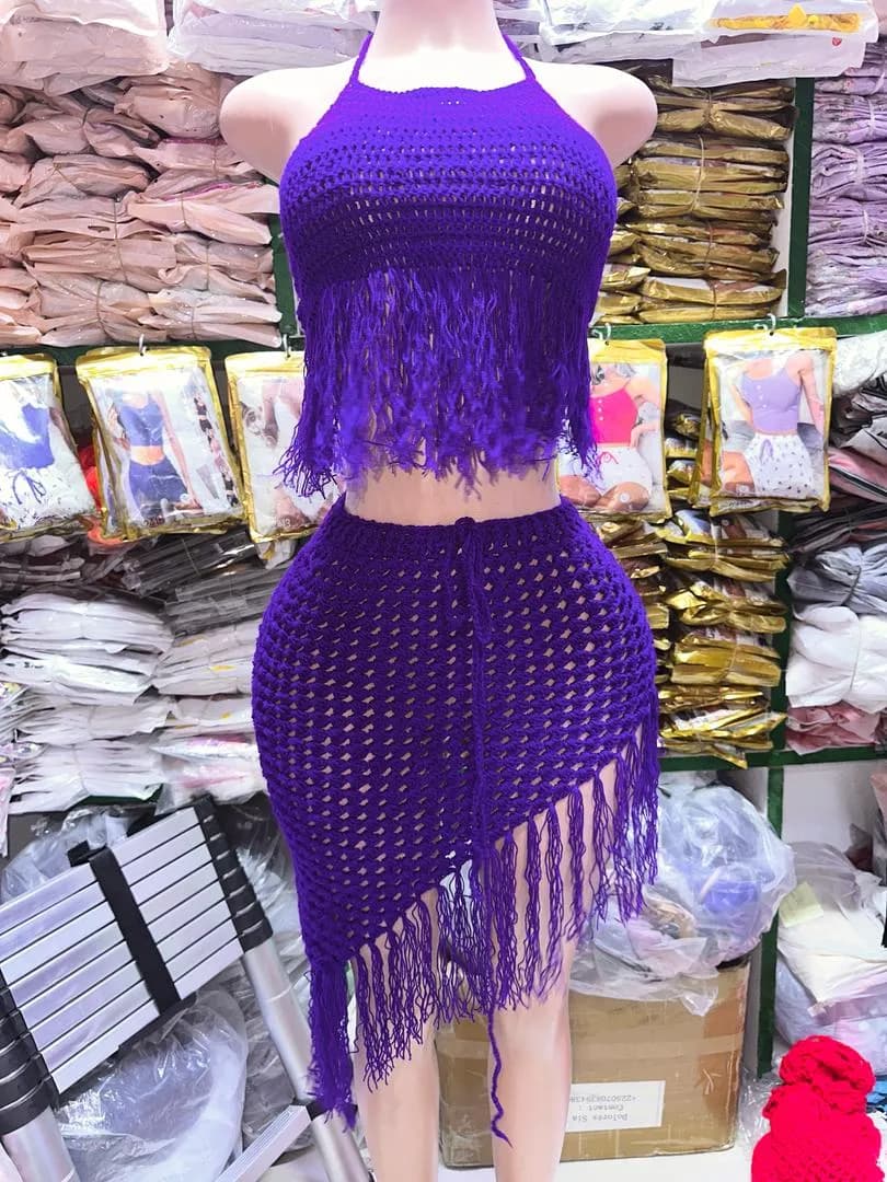 Ensemble sexy tricoter en laine avec de magnifique finition - Image 1