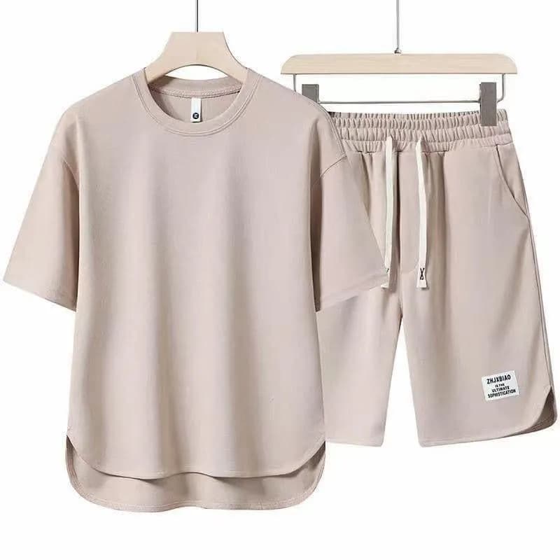 Ensemble Homme t-shirt et short- beige crème - Image 1