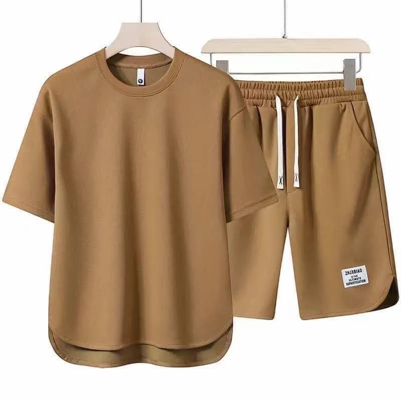 Ensemble Homme t-shirt et short- Brun camel - Image 1