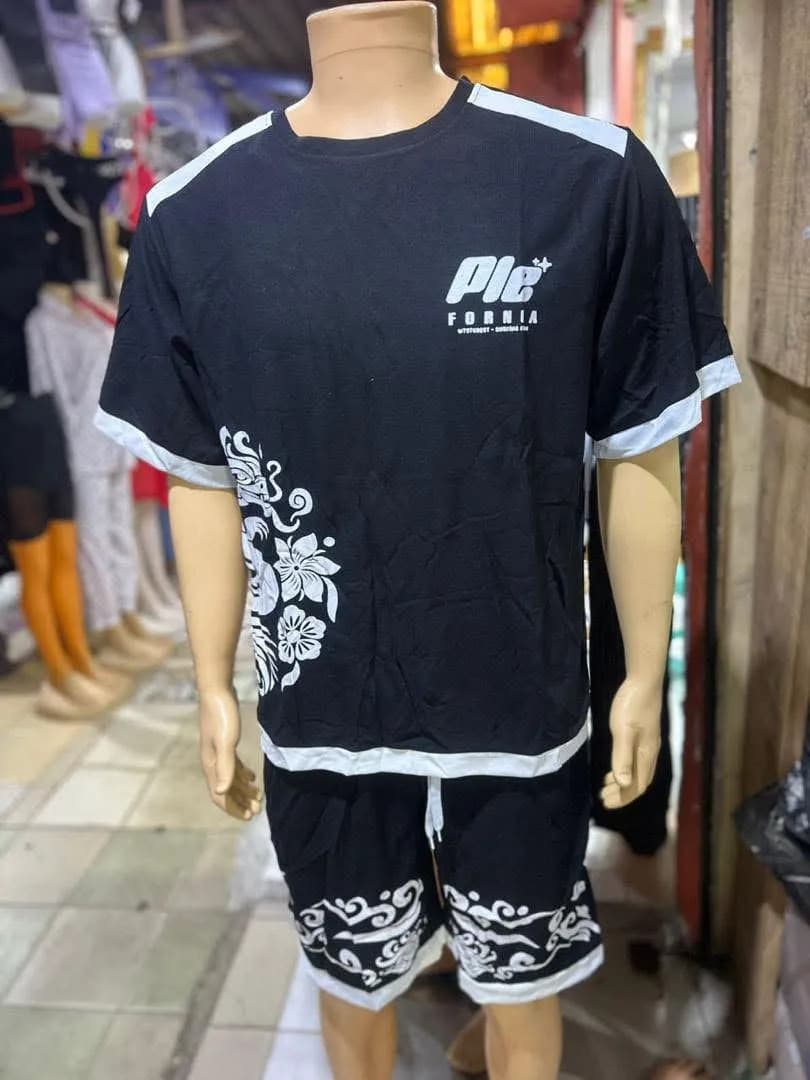 Ensemble Homme t-shirt et short- Noir & Blanc - Image 1