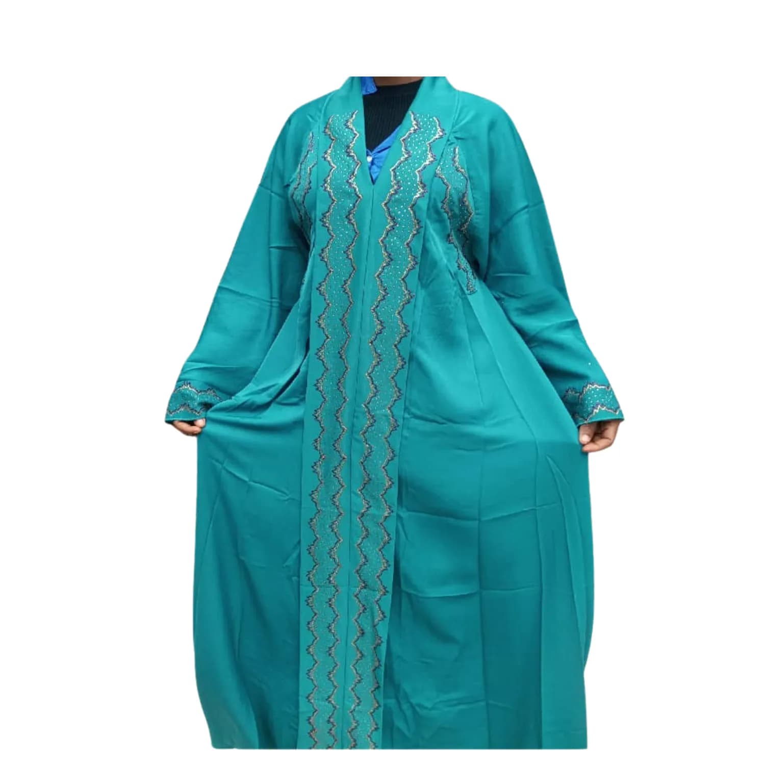 Abaya moderne verte brodée – Élégance et confort - Image 1