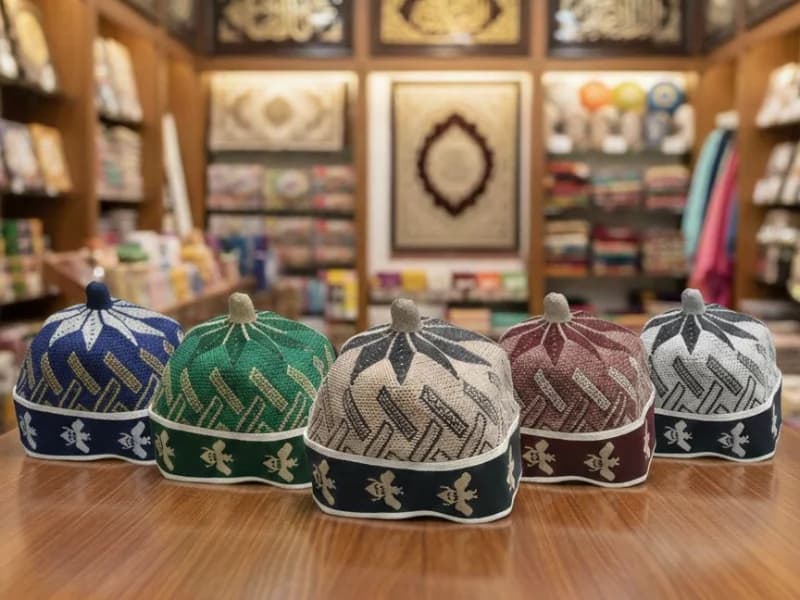 Bonnet de prière musulman (Kufi) – Brodé – Homme - Image 1